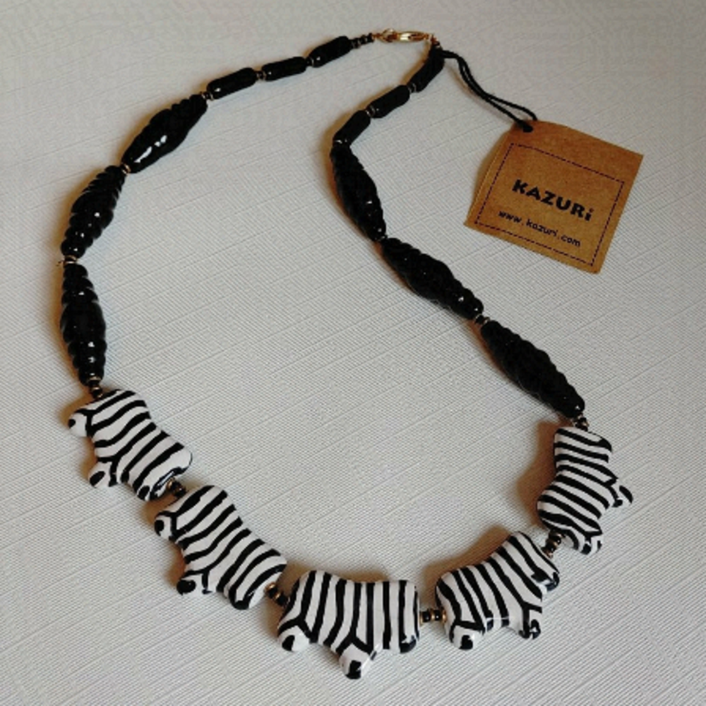 KAZURI Zebra Necklace Handmade in Kenya